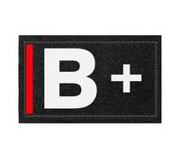 Patch Groupe Sanguin Tactique Auto-agrippant, 8 x 5 cm, Identification Militaire, Fabriqué en France (B+)