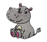 Patch hippopotame mignon, écusson hippopotame, patch pour enfants, patch brodé thermocollant ou à coudre pour vêtements, etc. 7 x 7 cm