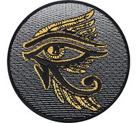 Patch HORUS Égypte Thermocollant PREMIUM - Appliqué Œil d'Horus Dieu Faucon Pharaon brodé à coudre/à repasser | Œil du Soleil Symboles Égyptiens - 80x80mm