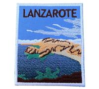 Patch Îles Canaries Lanzarote (8,9 cm) Thermocollant ou à Coudre pour Voyage Europe Souvenir Espagne Île Vacances Emblème Cadeau de Vacances
