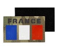 Patch Infrarouge Réfléchissant France - Militaire France Scratch Drapeau Sac, Brodé Camouflage 9x5 cm pour Sac à Dos/Uniforme, Écusson Armée Française (Reflex)