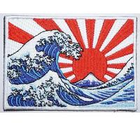 Patch Karma Patch The Great Wave Off Kanagawa Japon (8,9 cm) Brodé Crochet & Boucle Badge Sac à Dos Voyage Souvenir Emblème Fuji Tokyo