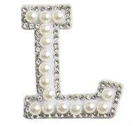 Patch Lettre A-Z pour perle Artificielle Bordure Strass Patch(Q) | Lettres A-Z, pour perle artificielle blanche, strass AB irisé, thermocollant, mariage fête