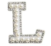 Patch lettre de mariage pour veste, chapeau, sac décoratif (A) | Mélange de perles artificielles et de diamants, finition étincelante, dos, 10,5 cm de long, design personnalisé facile