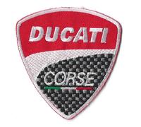 Patch Logo Ducati Corse A Damier Noir Blanc Et Rouge 8x7.5cm Ecusson Thermocollant
