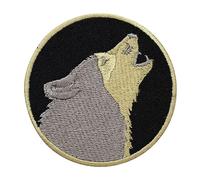 Patch Loup solitaire - Écusson brodé à repasser ou à coudre - 7 cm