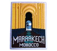 Patch Marrakech Maroc (8,9 cm) brodé thermocollant ou à coudre Souvenir de voyage Emblème Cadeau