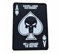 Patch militaire tactique Punisher Death Card 3D PVC - Système de fixation résistant Hook & Loop - Badge tactique pour sac à dos Airsoft Survie Outdoor Crossfit personnalisable
