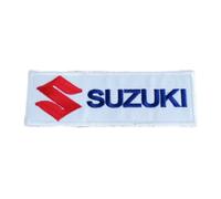 Patch Moto Suzuki Rectangulaire Blanc Et Bleu Rouge 12x4cm Ecusson Thermocollant