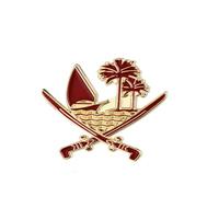 Patch Nation Broche en métal doré et rouge avec blason de l'État du Qatar