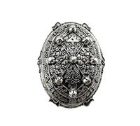 Patch Nation Tortue Rune Nordique Viking Amulette Métal Pin Badge Broche (Argent)