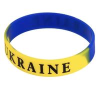 Patch Nation Ukraine Ukrainian Blue Yellow Flag Bracelet en silicone, 70mm Diameter 14mm wide, Caoutchouc
