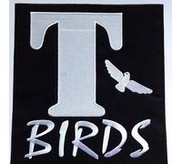 Patch noir et blanc Wardah à coudre ou thermocollant - Inscription brodée « T Birds » - Édition limitée - 20 cm