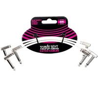 Ernie Ball – Jeu de 3 câbles patch Ribbon coudés et plats 15,2 cm Blanc