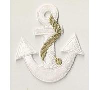 Patch patche Ancre Marine blanche écusson thermocollant marin mer bateau capitaine brodé