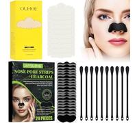 Patch Point Noir 24PCS + Nose Pore Strips 10PCS + Tige de coton 10PCS, Patchs Anti-Points Noirs, Patch Anti Point Noir Nez Visage, élimine les points noirs et les impuretés, Pour Femmes et Hommes