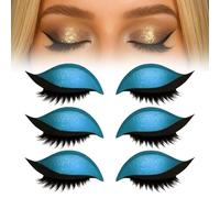 Patch pour cils Lazy Eye Shadow, autocollants 2 en 1 réutilisables pour ombre à paupières et maquillage des cils, faux cils naturels imperméables et longue tenue (Bleu)