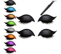 Patch pour cils Lazy Eye Shadow,Lazy Eye Shadow Eyelash Patch, autocollants de maquillage réutilisables 2 en 1 avec faux cils et ombre, pochoirs de maquillage pour toutes les formes d'yeux (Black)