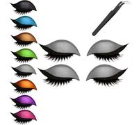 Patch pour cils Lazy Eye Shadow,Lazy Eye Shadow Eyelash Patch, autocollants de maquillage réutilisables 2 en 1 avec faux cils et ombre, pochoirs de maquillage pour toutes les formes d'yeux (Gray)