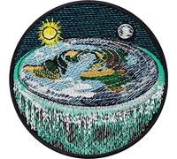 Patch Premium TERRE PLATE Mythologie Histoire Appliqué Terre Plate Patch brode Astronomie Sticker Appliqué à Coudre/à Repasser - 80x80mm