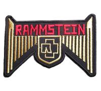 Patch Rammstein Noir Et Or Inscription En Rouge 9.5x6.5 Cm Écusson Rock Roll Thermocollant