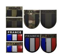Patch réfléchissant durable militaire tactique drapeau français - Badge moral vert armée pour sac à dos et casque, parfait pour équipement de plein air, accessoires tactiques et kits de survie