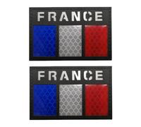 Patch réfléchissant infrarouge drapeau français, badge tactique lumineux à crochet et boucle - Ensemble de couleur noire