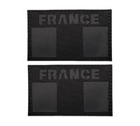 Patch réfléchissant infrarouge drapeau français, badge tactique pour conditions de faible visibilité Crochet et boucle - ensemble noir pur