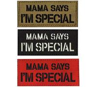 Patch réfléchissant infrarouge - Mama Says I'm Special 3D Tactical Military Badges brodés avec boucle et crochet arrière 9 x 5 cm 3 pièces