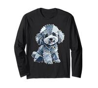 Patch rétro en Denim Caniche Chien Art Artistique Manche Longue