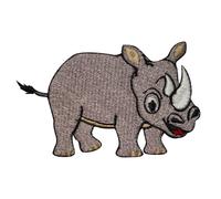 Patch rhinocéros, motif animal, motif rhinocéros, dessin animé, comptines pour enfants, patch brodé à repasser ou à coudre pour vêtements, etc. 8,5 x 5 cm