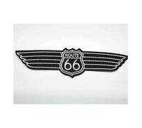 Patch Route 66 Aillé Noir Et Blanc 20.5x5cm Road Usa Écusson Thermocollant