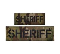 Patch SHERIFF, patch réfléchissant infrarouge en nylon IR 10,6 pouces, adapté au casque uniforme de gilet tactique - Lot de 2 camouflage