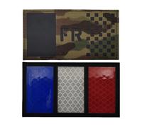 Patch tactique drapeau français - Badge réfléchissant infrarouge avec crochet et boucle pour équipement militaire, design noir et vert à faible visibilité pour plus de sécurité et de durabilité