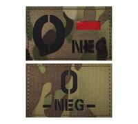 Patch tactique groupe sanguin - A, B, AB, O négatif - Badge réfléchissant infrarouge pour équipement militaire, kits de survie, identification d'urgence, patch de moral pour sac à dos, essentiels de
