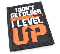 Patch tactique humoristique Level Up Morale en tissu pour gilet 8 cm x 6 cm Airsoft Forces militaires Portrait