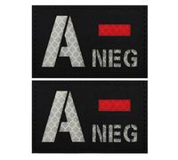 Patch tactique pour groupe sanguin - A-, B-, AB-, O-NEG, badge réfléchissant infrarouge noir pour équipement militaire, identification médicale d'urgence, patch durable et léger pour sac à dos