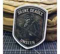 Patch tactique silencieux et mortel AR15 Reaper, badge de moral, patchs imprimés à crochets et boucles, sac à dos militaire, autocollant de la mort DZ195