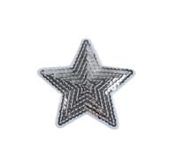Patch Thermocollant 10 Pièces Grandes Étoiles À Paillettes Patchs Broderie Tissu Appliques Bricolage Patchwork Artisanat Couture Jean Manteaux Badge Costumes(Silver)