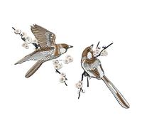 Patch Thermocollant 2 paires d'appliques brodées oiseaux bleu azur rose or, paire de patchs thermocollants pour les Chapeaux(Color-5)