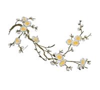 Patch Thermocollant 2 pièces fleur de prunier Applique vêtements broderie Patch tissu autocollant fer sur artisanat couture réparation outils brodés pour les Chapeaux(Style C)