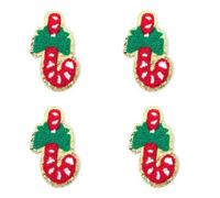 Patch Thermocollant 4 pièces serviette broderie Phnom Penh emblème de noël vêtements accessoires Badge autocollant patchs à repasser(Cane)