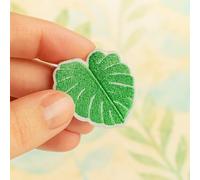 Patch Thermocollant Brodé Feuille de Monstera Deliciosa (3,7 x 4,2 cm) - Écusson Appliqué Vêtement DIY - Décoration Tissu Tropicale pour Veste Jean, Sac, Réparation Textile