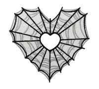 Patch thermocollant - Cœur en toile d'araignée | Patch brodé noir et blanc avec araignées - Patch brodé à repasser pour Halloween - Patchs en toile d'araignée en forme de cœur - Badges gothiques