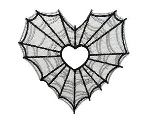 Patch thermocollant - Cœur en toile d'araignée | Patch brodé noir et blanc avec araignées - Patch brodé à repasser pour Halloween - Patchs en toile d'araignée en forme de cœur - Badges gothiques