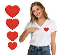 Patch Thermocollant Cœur Rouge, Thermocollant Tissus Fer à Repasser Brodés, Ecusson Thermocollants Cœur pour Vêtements, Jeans, T-Shirts, DIY Couture, Cadeau Saint-Valentin (B)