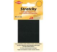 Kleiber 40 x 6 cm Ruban élastique thermocollant réparation vêtements, Noir