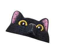 Patch thermocollant en forme de visage de chat, appliques de broderie, badge de chat à coudre, décor de broderie de dessin animé amusant pour sacs à dos, vestes, jeans, sacs, fabrication artisanale