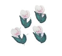 Patch Thermocollant Fleur de tulipe brodée en tricot, 20x30mm, 20 pièces, for bricolage, vêtements chapeau, patchs couture mariage, Clips for couvre-chef, accessoires décoration(White)