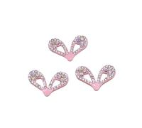 Patch Thermocollant Paillette 20Pcs Mini Pink Moon Bow Rabbit Ear Kawaii Rhinestone Patches Set(Hollow Ear)